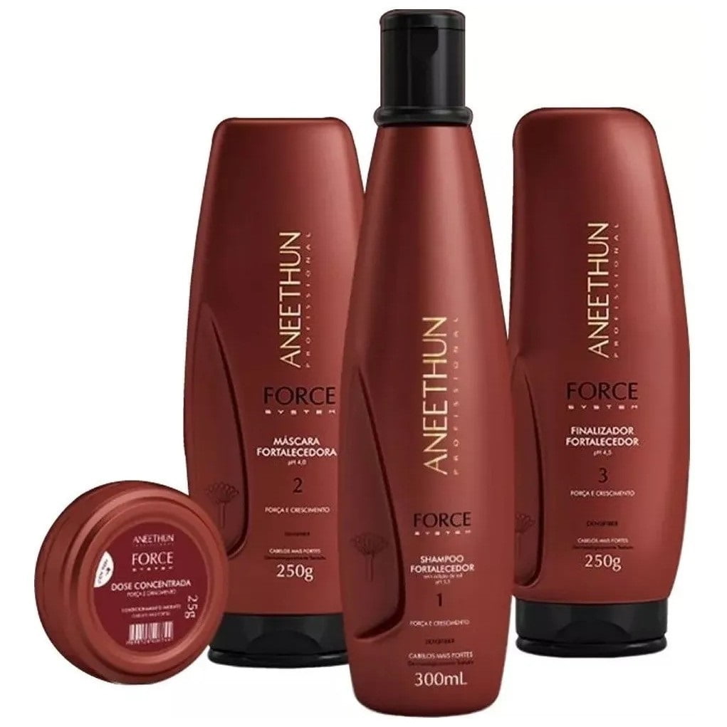 Kit Fortalece Cabelo Force System Aneethun - 4 Produtos