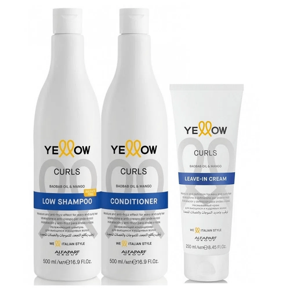  Yellow Kit Curls Proteção Shampoo + Condicionador + Leave -In Cream